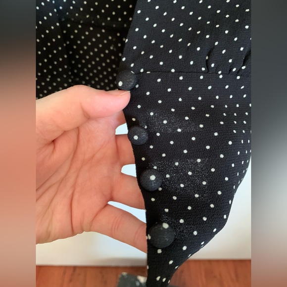 Reformation Sheer black and white polka dot Blouse with buttons size 10 - Picture 3 of 11
